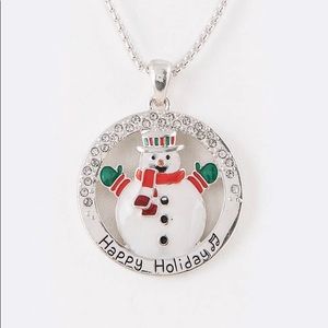 Happy Holiday Snowman Pendant Necklace